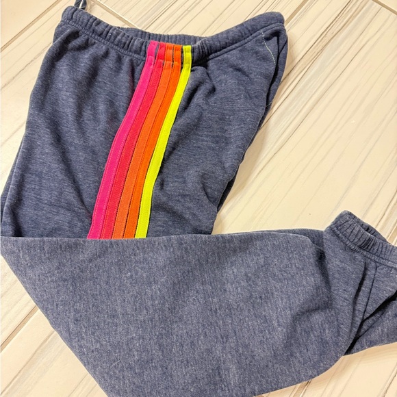 Aviator Nation neon stripe pants & pink boyfriend bolt tee- medium - Picture 8 of 9